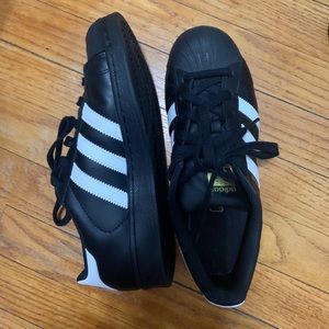 Adidas Superstars Black White & Gold